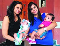 Love unlimited Young mothers Pooja and Mehak with their babies in Amritsar on Sunday.