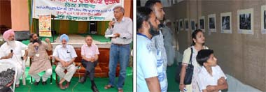  Delegates discuss the direction of the environmental movement in the era of genetically modified food at the Vatavaran Utsav at a seminar held at the Teachers Home on Sunday; Visitors have a keen look at the pictures by noted photojournalist Raghu Rai, depicting the Bhopal Gas Tragedy in all its enormity. The three-day fest concluded on Sunday with the representatives of NGOs giving a call for compiling a census-based cancer registry in the state.