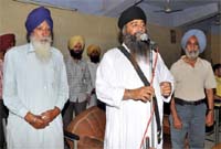 Baba Hardeep Singh (above), chairman of Guru Hargobind Sahib Public Senior Secondary School, Mehraj, speaking during the selection trial for Punjab women boxing team at the Multipurpose stadium in Bathinda on Sunday.