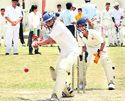 Players take part in the under-15 trials for the 16th All-India Chaudhary Ranbir Singh Hooda Day-Night League Cricket Championship at Hansraj Public School in Sector 6, Panchkula, on Sunday.