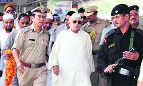Governor-designate, Uttarakhand, Aziz Qureshi arrives at Dehradun railway station on Sunday.