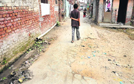 A street in Ekta Nagar in pathetic condition.