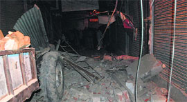 Debris of the building that collapsed in Wait Gunj in Ludhiana on Sunday.