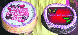 Digitally printed cakes specially made for Mothers Day. 