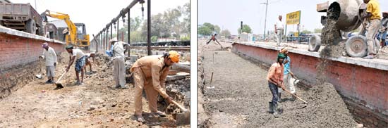 Work for constructing washable apron at platform number 1 at Bathinda railway station in progress on Monday. This would be the third apron at Asias second biggest junction