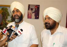 PPP supremo Manpreet Singh Badal speaks to mediapersons in Bathinda on Monday. 
