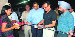 Rajbir Deswal, IG, Haryana Police, (second from right) inaugurates a theatre fest in Kaithal. A Tribune photograph