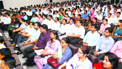 Participants during a faculty development programme at JCD Memorial College of Engineering in Sirsa. A Tribune photograph