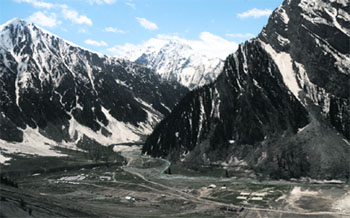 A panoramic view of the Baltal valley in Sonamarg. One of the Amarnath yatra routes to the cave shrine is through Baltal, the other is via Pahalgam. 