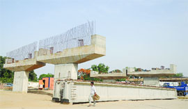 Tardy pace of flyover construction work and ill-manned traffic add to chaos on a stretch between PAP Chowk and Rama Mandi Chowk in Jalandhar.
