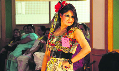 A participant walks the ramp during Summer Queen contest held at Jullundur Gymkhana Club on Monday.