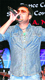 Punjabi singer Amrinder Singh Gill performs during a cultural function at Indira Gandhi Medical College in Shimla