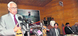 Governor NN Vohra speaks at a function in Srinagar on Tuesday. 