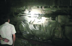 An official inspects the engine of Kalka Mail.