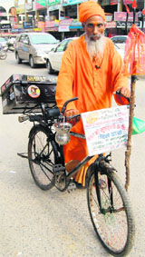 Baba Raj Kumar in Amritsar on Wednesday. 