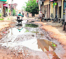 A waterlogged street in Ward number 61 in Amritsar. 