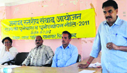 Participants at a dialogue on rehabilitation policy in the wake of natural disasters held at Pithoragarh 