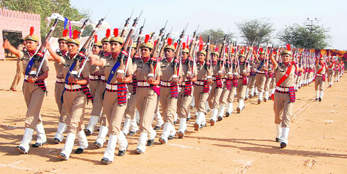 Women constables at a passing-out parade at the Recruits Training Centre, Bhondsi.
