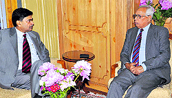 Union Home Secretary R K Singh with Governor NN Vohra in Srinagar