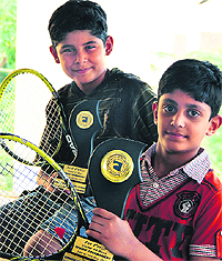 Brothers Ribhav and Rupal who have excelled in the inter-school open tennis championship held in Jalandhar