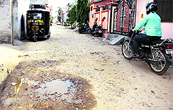 The broken road between Ward Numbers 11 and 13 in Jalandhar
