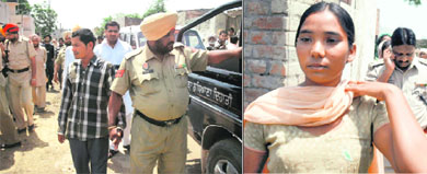 The accused in the custody of the police in Jagraon on Wednesday for poisoning his mother to death; and (right) his girlfriend who helped him commit the crime. 