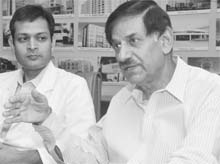Safdar M Hayat Qureshi (right) speaks during a press conference at Mohali on Thursday. 