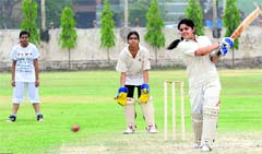A player in action during the 1st LIC T-20 Cricket Tournament for Women at Sector 26, Chandigarh, on Thursday. 