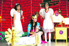 Students of Carman School enact a play at the annual prize distribution function in Dehradun on Thursday.
