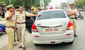District police chief Rakesh Kumar Arya at the Old Bus Stand Chowk in Kurukshetra.
