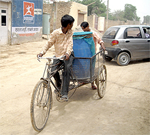 A rehriwala supplying drinking water to the residents of a village in Abohar sub-division