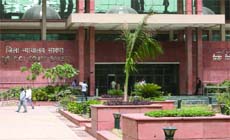 The Saket district court wears a deserted look on Friday due to strike. 