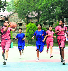 A match in action during the 7th ONGC Sub-Junior Basketball Tournament in Dehradun. 