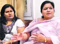 President of the Punjab Mahila Morcha of the BJP Renu Thapar addresses members of the district women wing of the party in Jalandhar on Friday. Tribune photo: Malkiat Singh