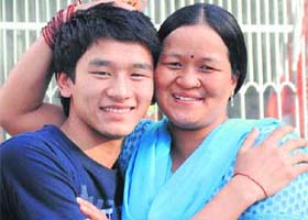 Kailash Tamang with his mother