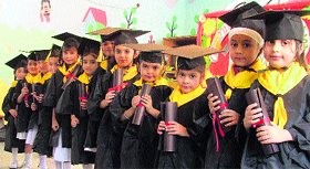 Students of GMT Public School during a graduation ceremony in Ludhiana.