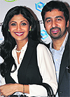 Girlie affair: Shilpa Shetty with husband Raj Kundra