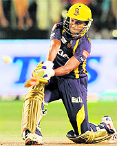 Kolkata Knight Riders Shakib Al Hasan in action against Pune Warriors India in Pune on Saturday