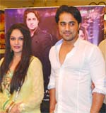 Actors Gracy Singh and Vishal Karwal at an event to promote their upcoming Punjabi flick in Amritsar on Sunday.