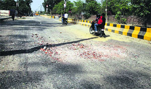A broken road in Ward 14 in Jalandhar.