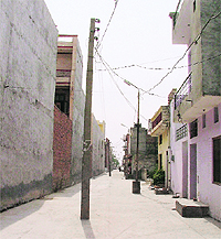 Electricity poles installed in the middle of the street