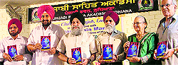 Guests at Punjabi Sahit Akademi during the release of a book Kabir Tatha Anya in Ludhiana on Sunday