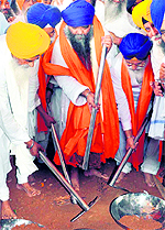 The memorials stone being laid