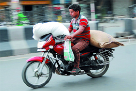 In a land where people are known for their knack to innovate, this biker too has apparently been bitten by the innovation bug. But the traffic cops have to check with the rule books whether his wisdom is in tune with the rules or not.