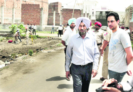 Shifting of electricity poles in progress in Ludhiana.