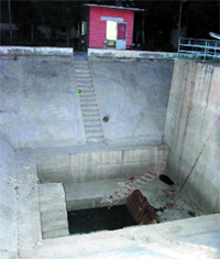 The sewer tank near the ITI Chowk where two labourers were killed on Tuesday evening.