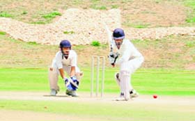 A cricket match in progress at the Cricket Stadium in Sector 16 of Chandigarh on Tuesday