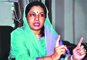 Anupama Masand, an office-bearer of the Sukh Dham Trust, elaborates on social welfare projects being undertaken by the organistation, in Haridwar on Tuesday