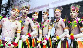 A dance troupe from Chhattisgarh at the Natya Mahotsav in Dehradun on Tuesday