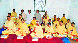 Students attend a Sanskrit class at Guru Shikhar Vidyalaya, Oel, in Una district
